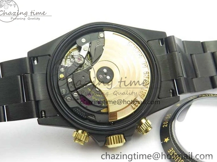0415 Modern Daytona Kravitz YG DLC BP Maker Best Edition Black Dial On DLC Bracelet A4130 (Free Leather Strap) 3572